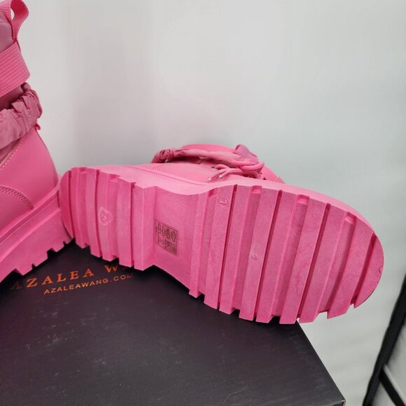AZALEA WANG Peachy Pink High Top Sneakers Combat Boots Size 7 NWT - Picture 12 of 13